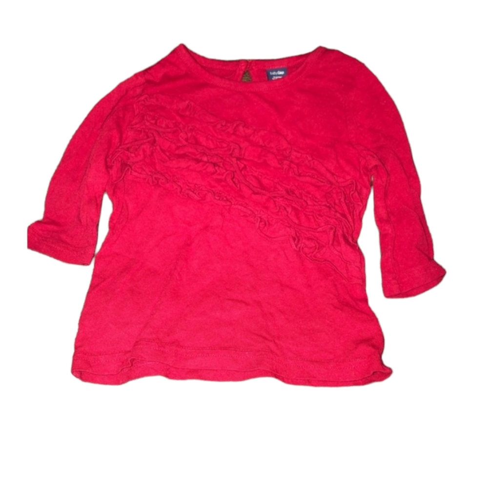 5/$25 Baby Gap size 12-18 months red ruffled long sleeve shirt